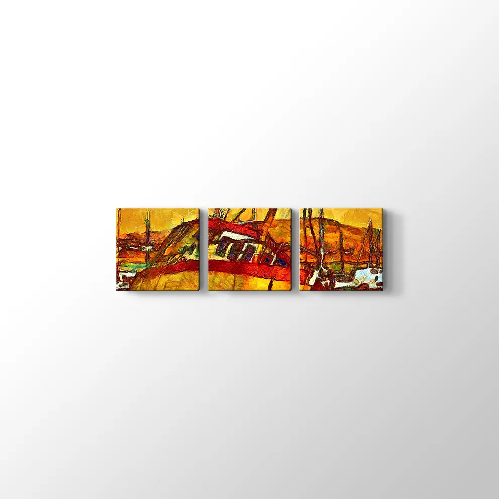 Limanda Bir Gemi Kanvas Tablo