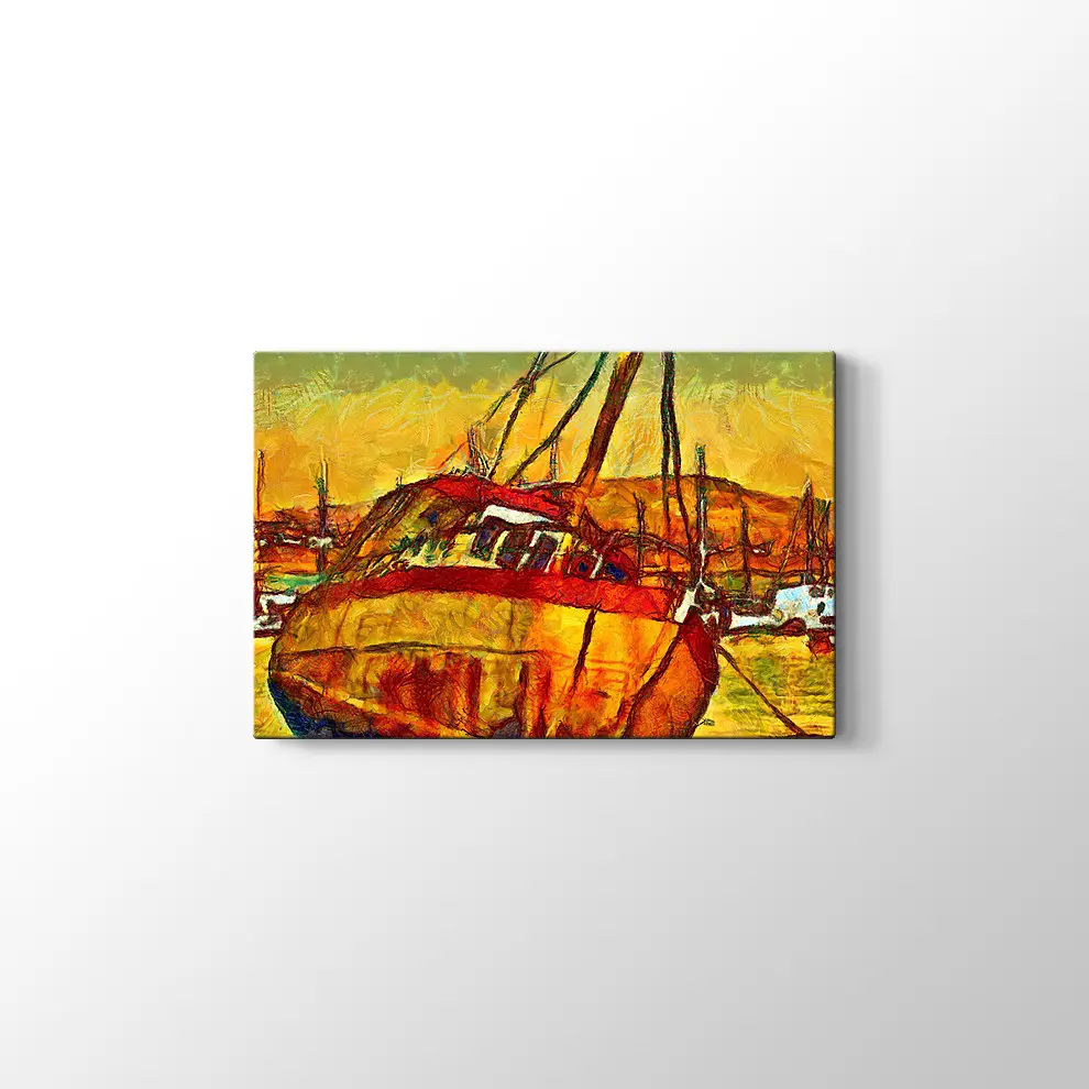 Limanda Bir Gemi Kanvas Tablo