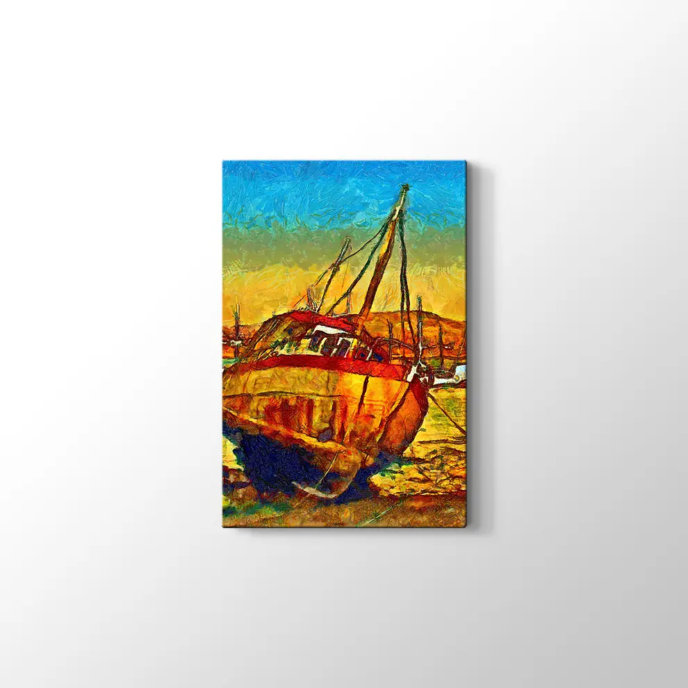 Limanda Bir Gemi Kanvas Tablo