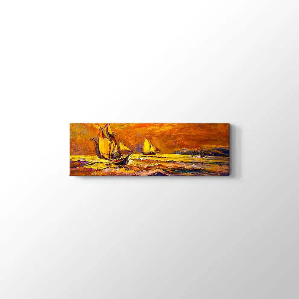 Nikolov Fırtınalı Suda Yelkenli Gemiler Kanvas Tablo