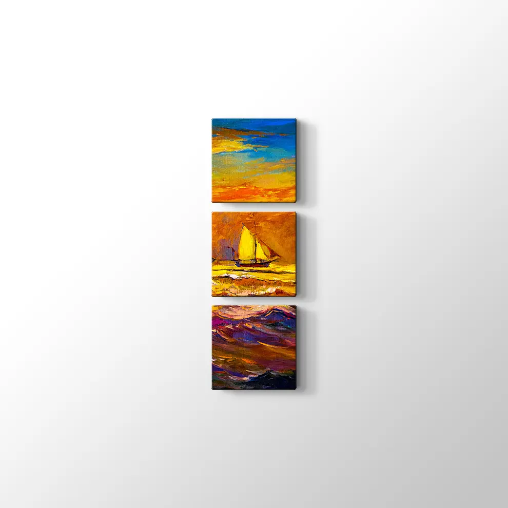 Nikolov Fırtınalı Suda Yelkenli Gemiler Kanvas Tablo