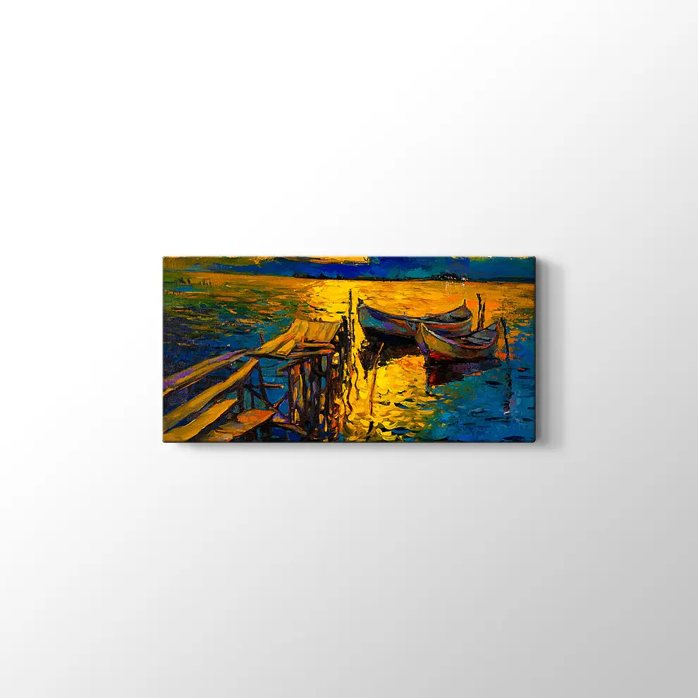 Nikolov İskelede Balıkçı Tekneleri Kanvas Tablo