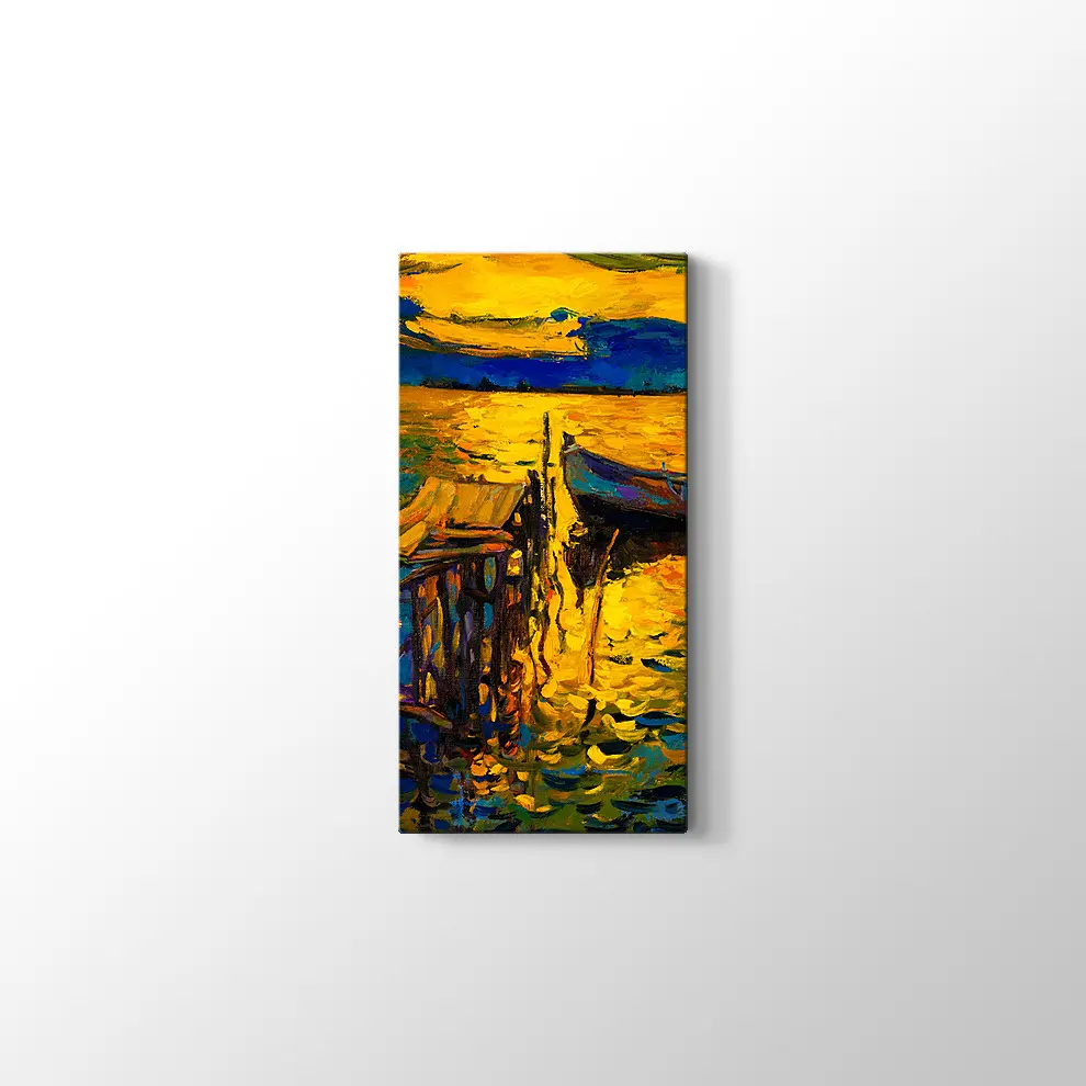 Nikolov İskelede Balıkçı Tekneleri Kanvas Tablo