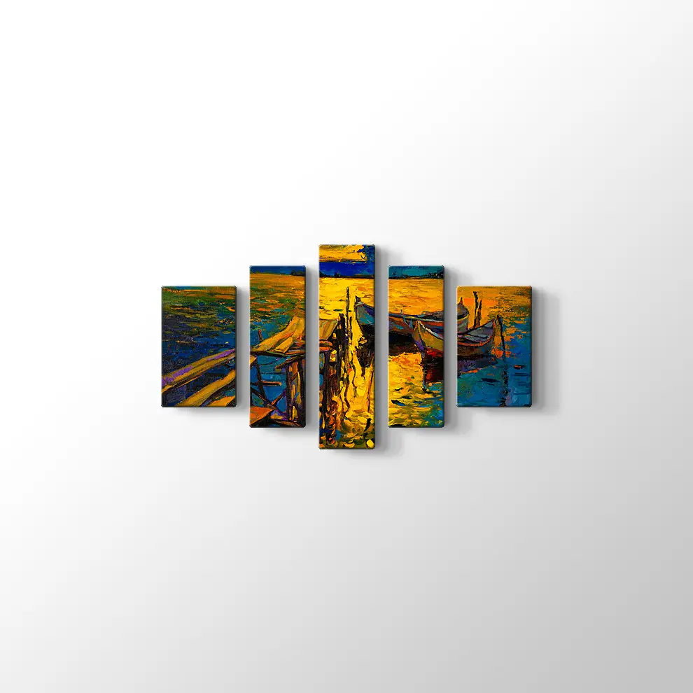 Nikolov İskelede Balıkçı Tekneleri Kanvas Tablo