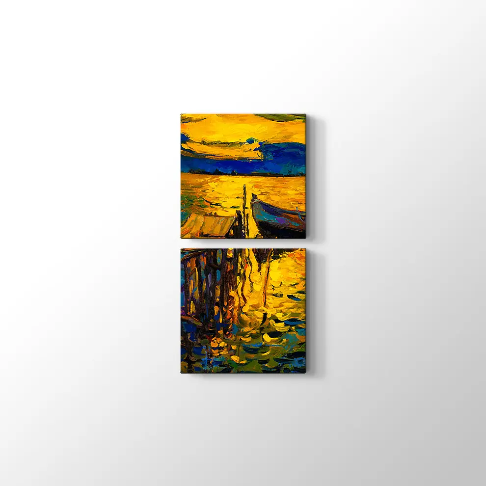 Nikolov İskelede Balıkçı Tekneleri Kanvas Tablo