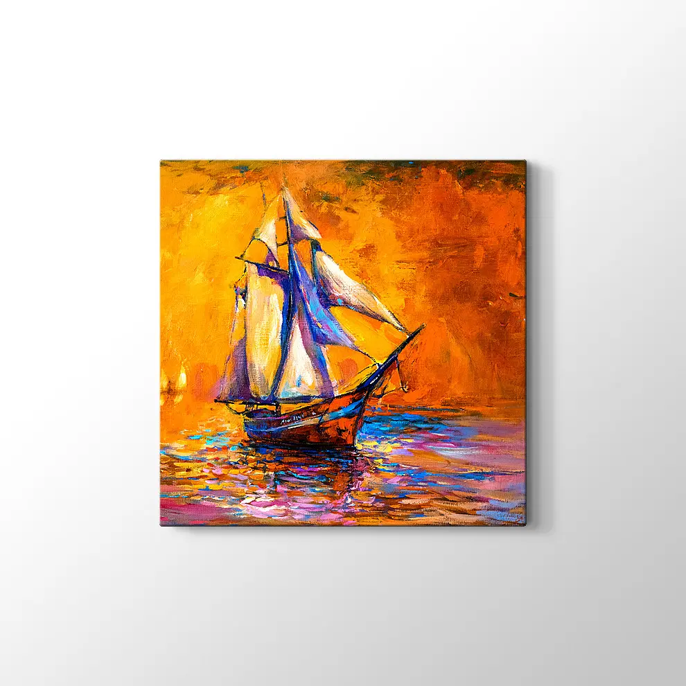 Günbatımı Korsan Gemisi Kanvas Tablo