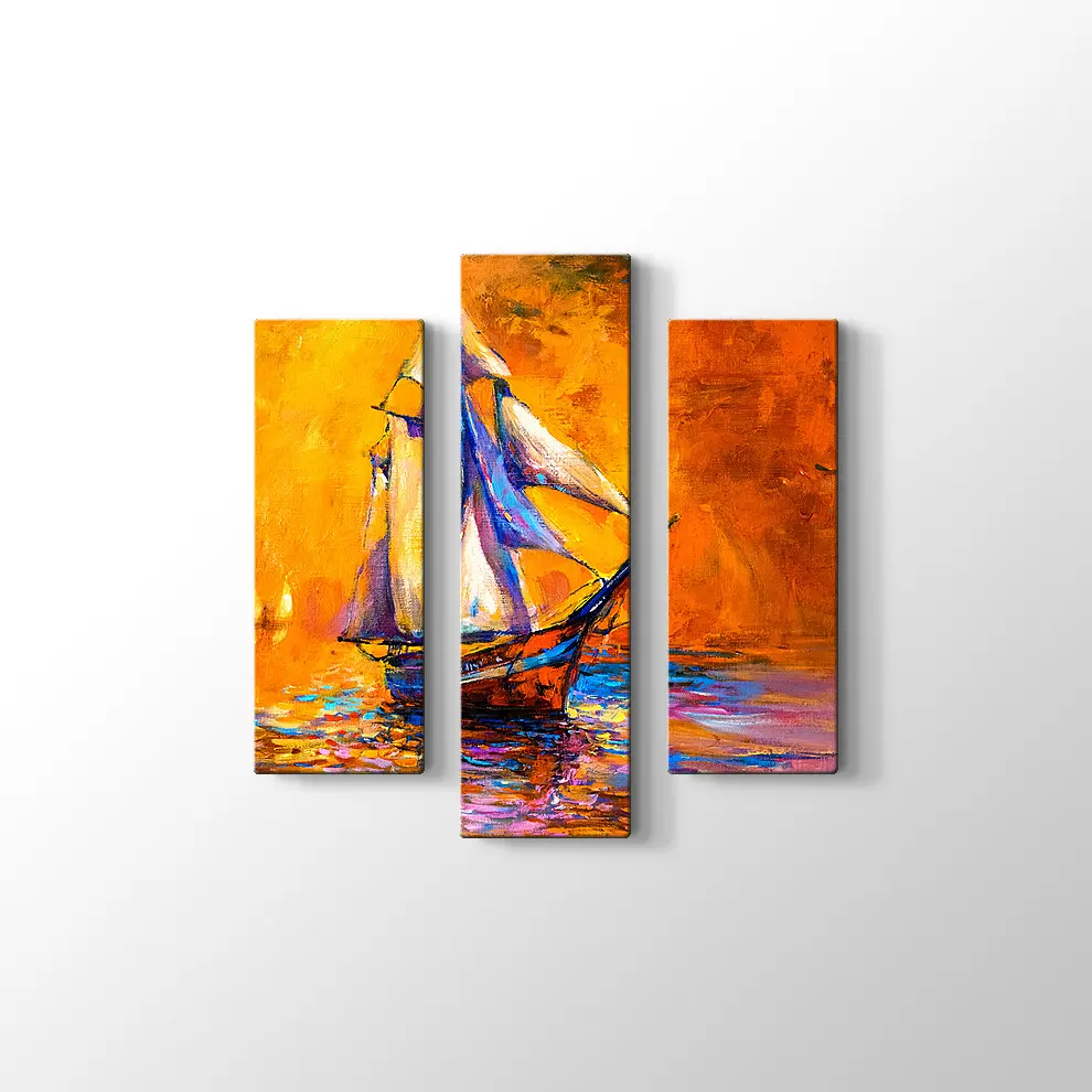 Günbatımı Korsan Gemisi Kanvas Tablo