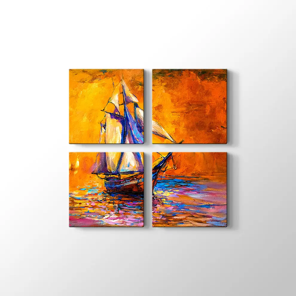 Günbatımı Korsan Gemisi Kanvas Tablo