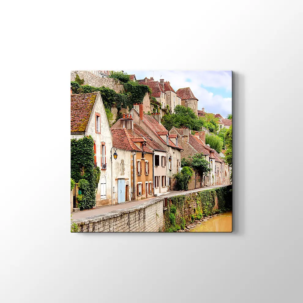 Fransa Ortaçağ Köyü Kanvas Tablo