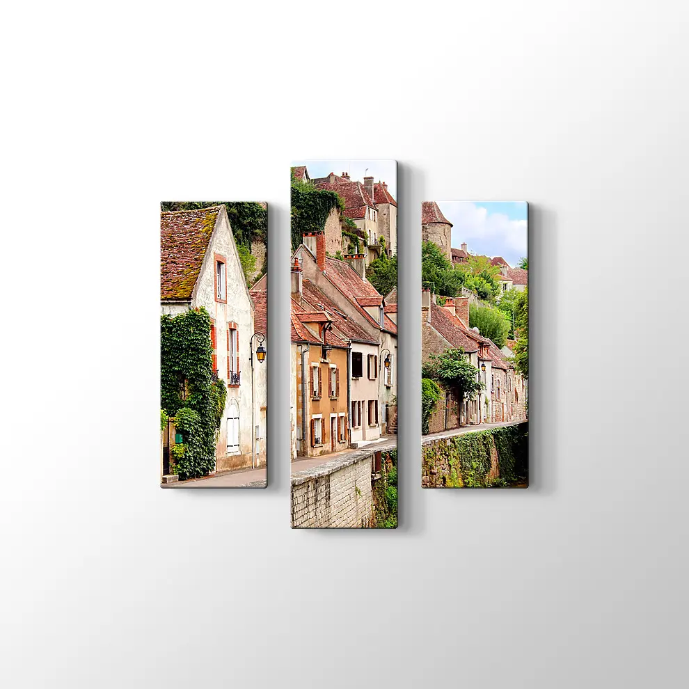 Fransa Ortaçağ Köyü Kanvas Tablo
