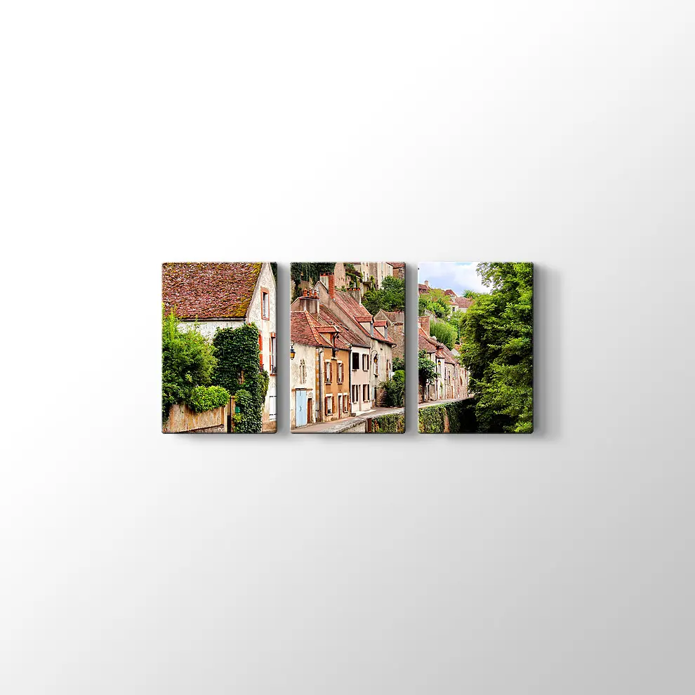 Fransa Ortaçağ Köyü Kanvas Tablo