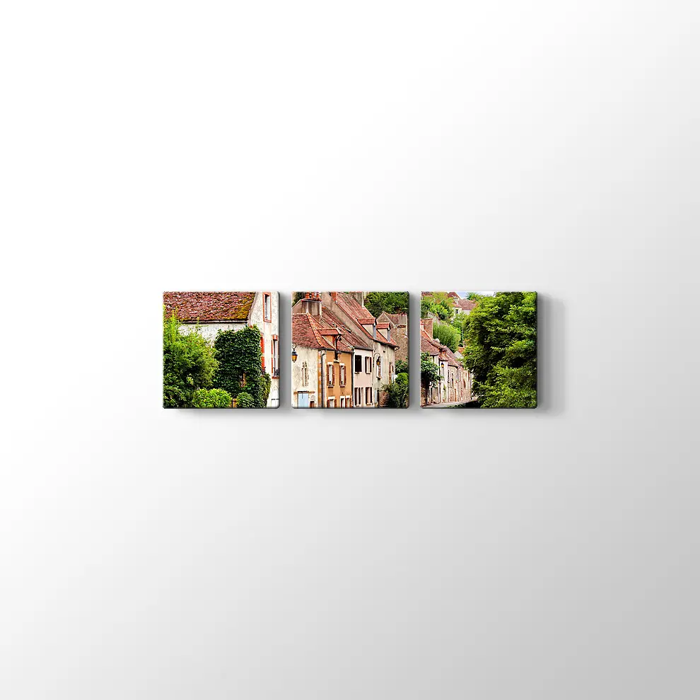 Fransa Ortaçağ Köyü Kanvas Tablo