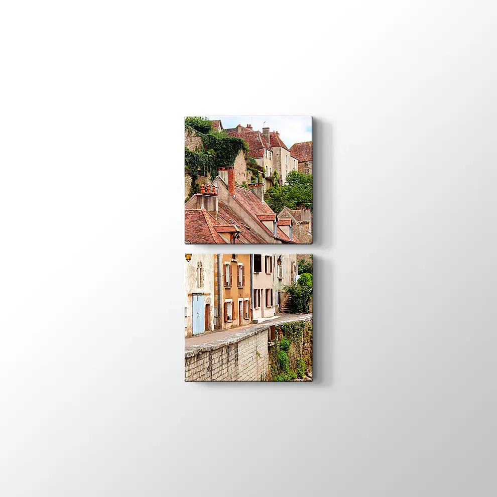 Fransa Ortaçağ Köyü Kanvas Tablo