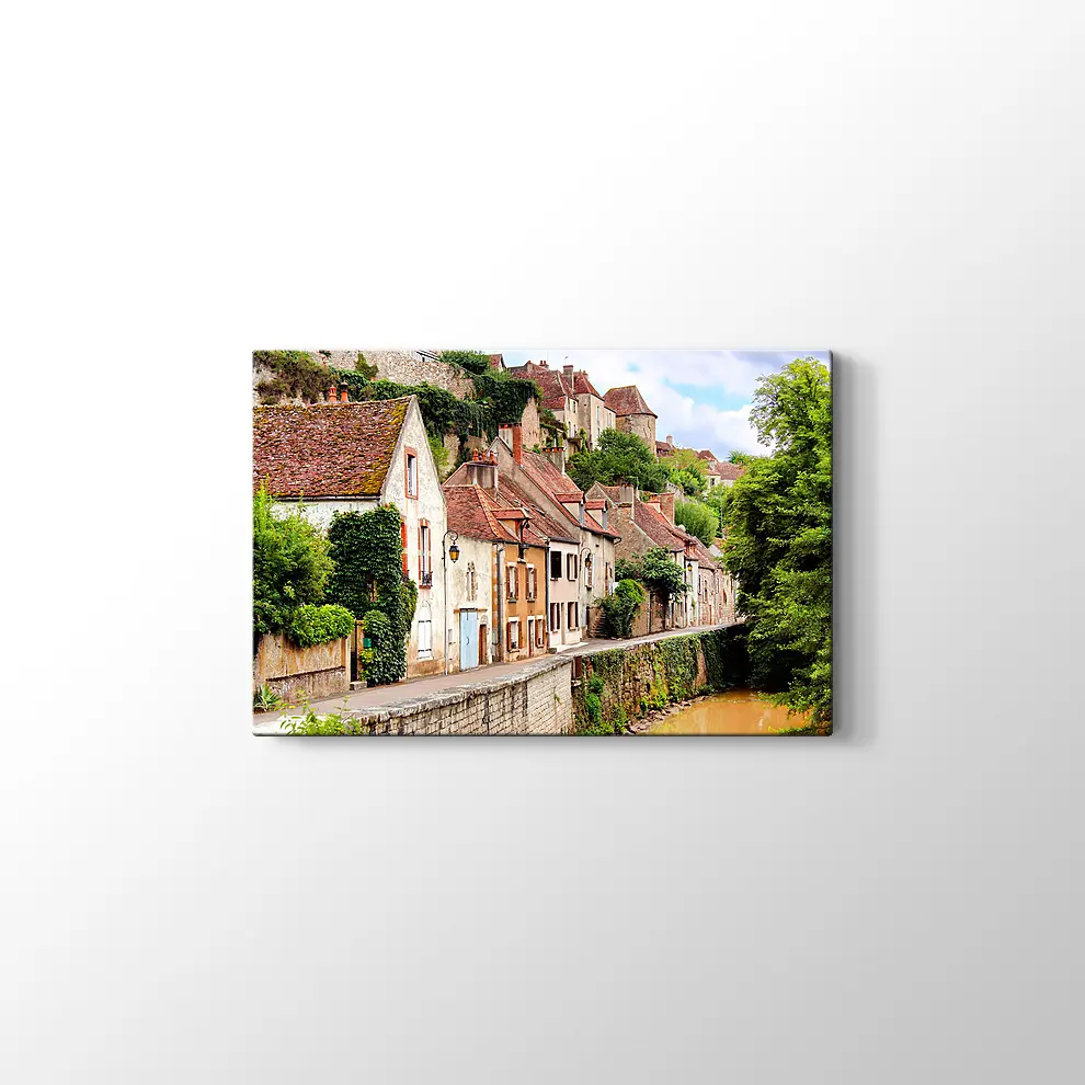 Fransa Ortaçağ Köyü Kanvas Tablo