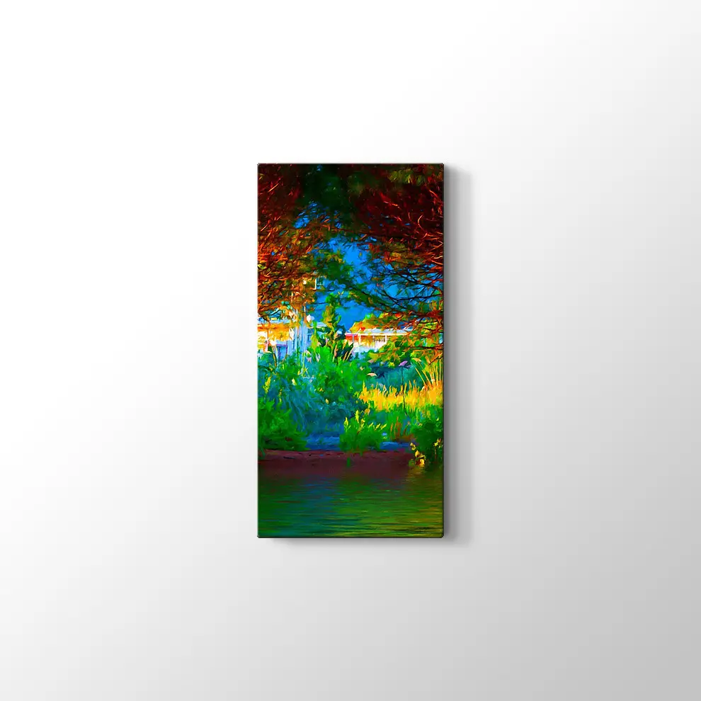 Sonbahar Göl ve Orman Kanvas Tablo