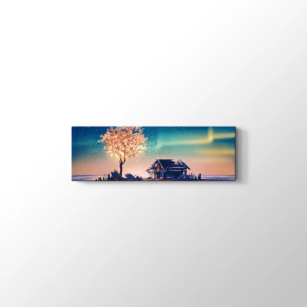 Yanlız Kulübe ve Gece Kanvas Tablo