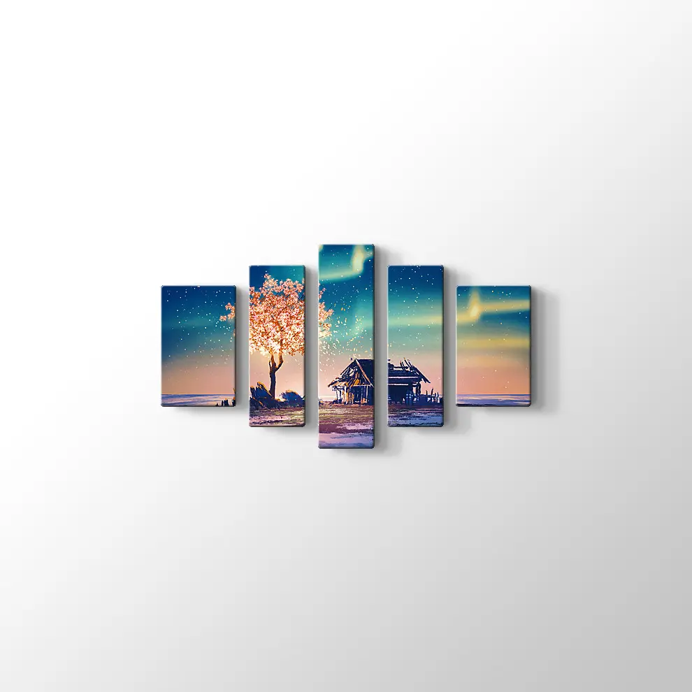 Yanlız Kulübe ve Gece Kanvas Tablo