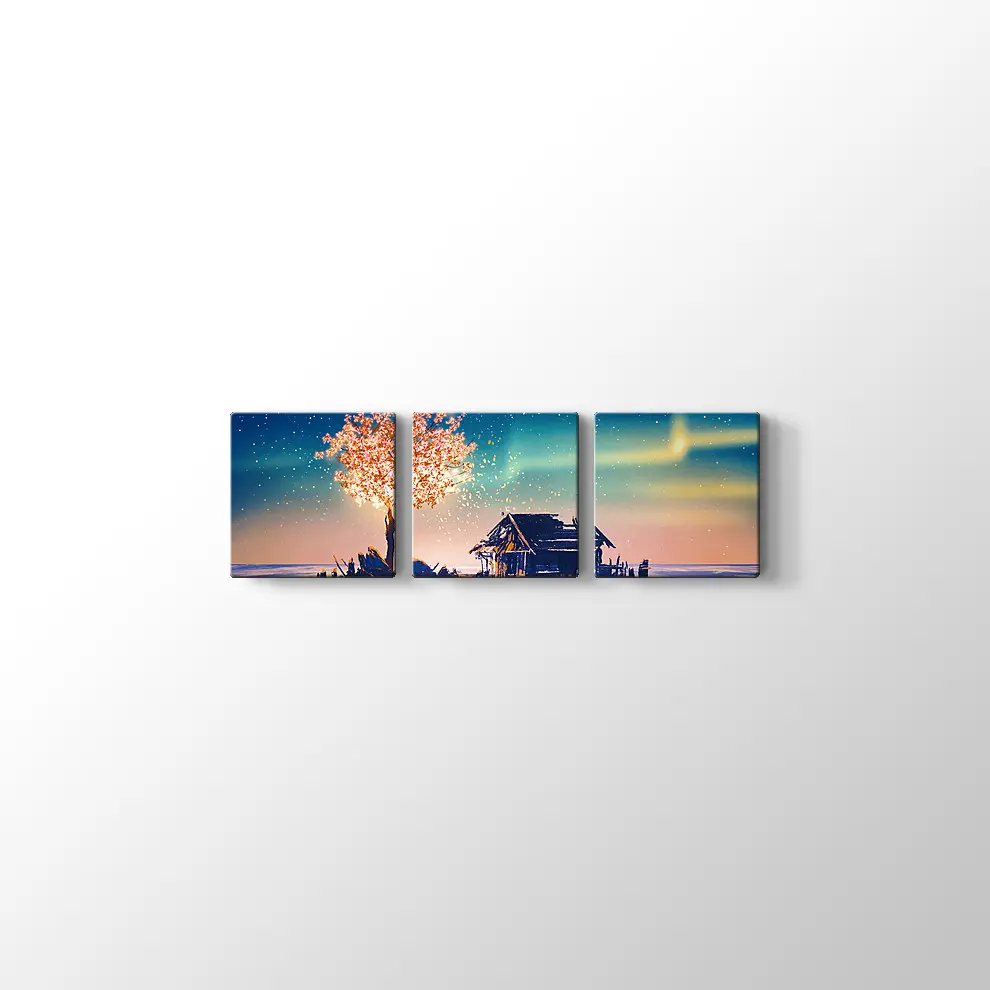 Yanlız Kulübe ve Gece Kanvas Tablo