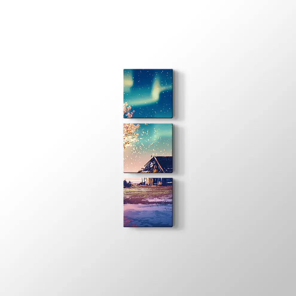 Yanlız Kulübe ve Gece Kanvas Tablo