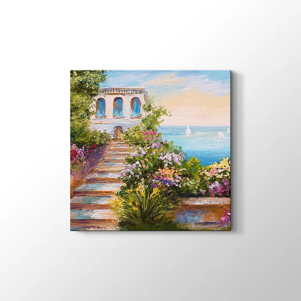 Yağlı Boya Deniz Kasabası Kanvas Tablo