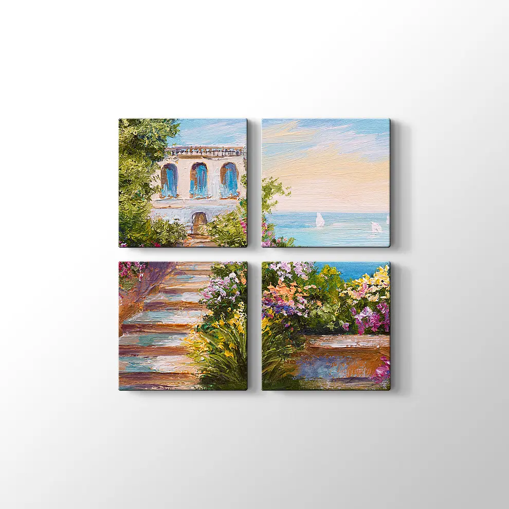 Yağlı Boya Deniz Kasabası Kanvas Tablo