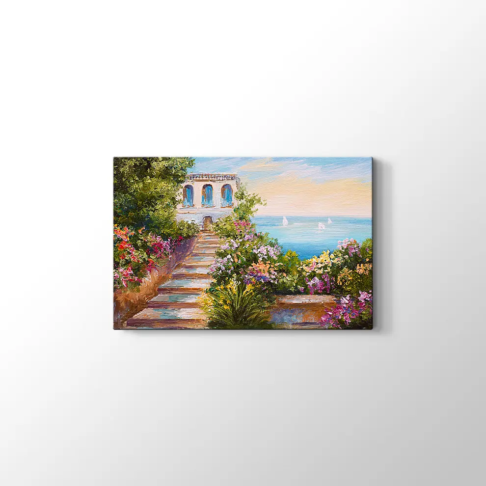 Yağlı Boya Deniz Kasabası Kanvas Tablo