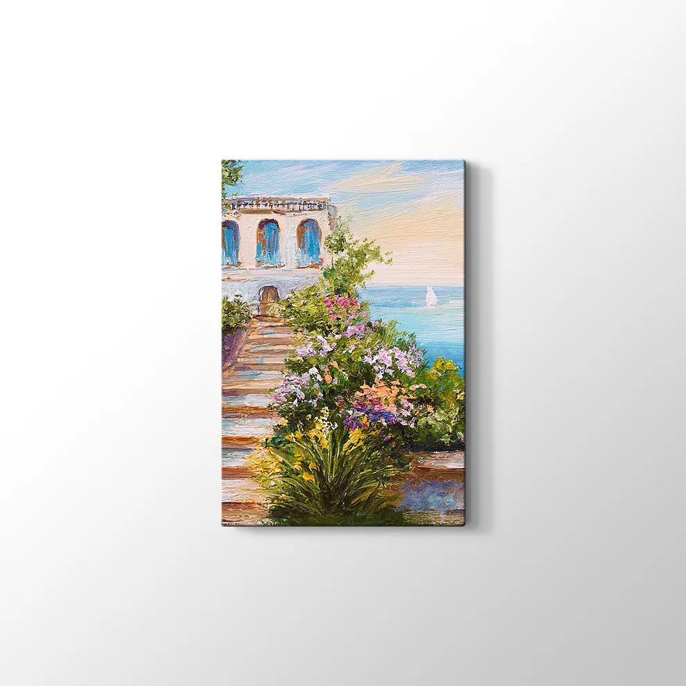 Yağlı Boya Deniz Kasabası Kanvas Tablo