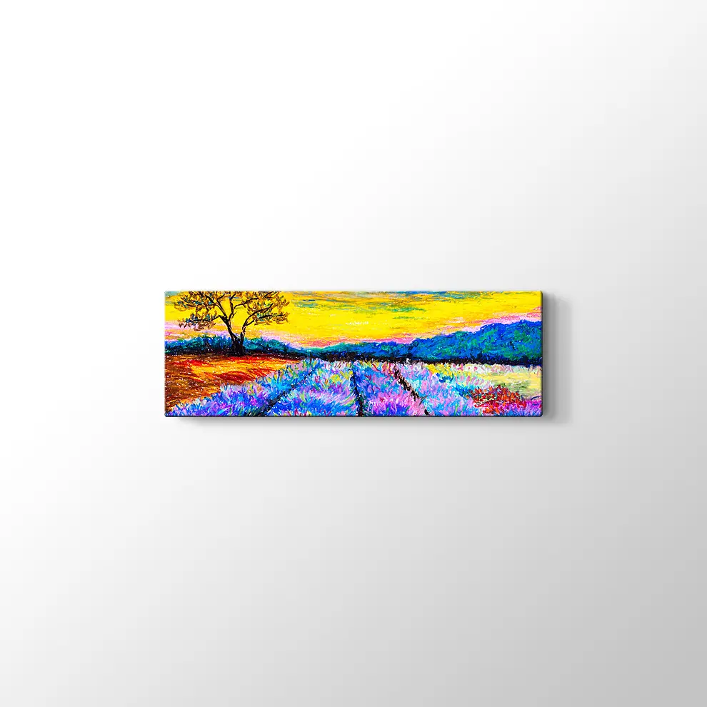 Suluboya Lavanta Tarlası Kanvas Tablo