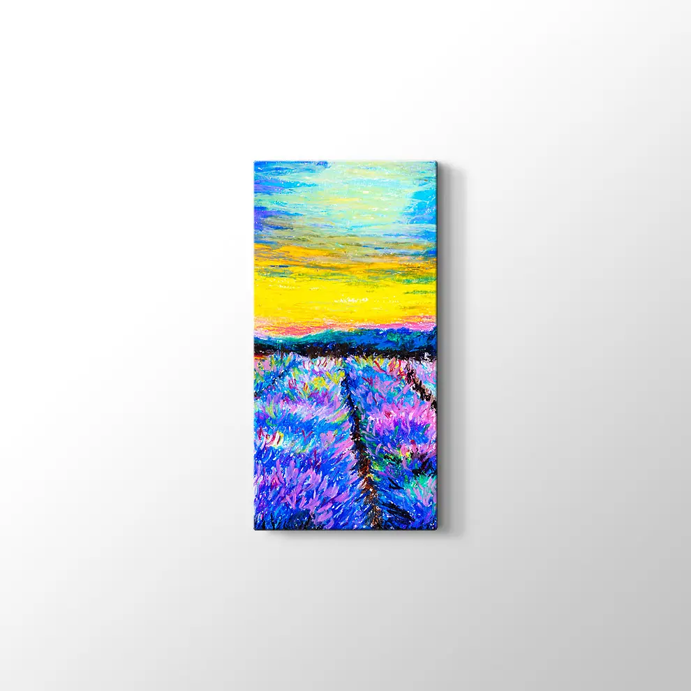 Suluboya Lavanta Tarlası Kanvas Tablo