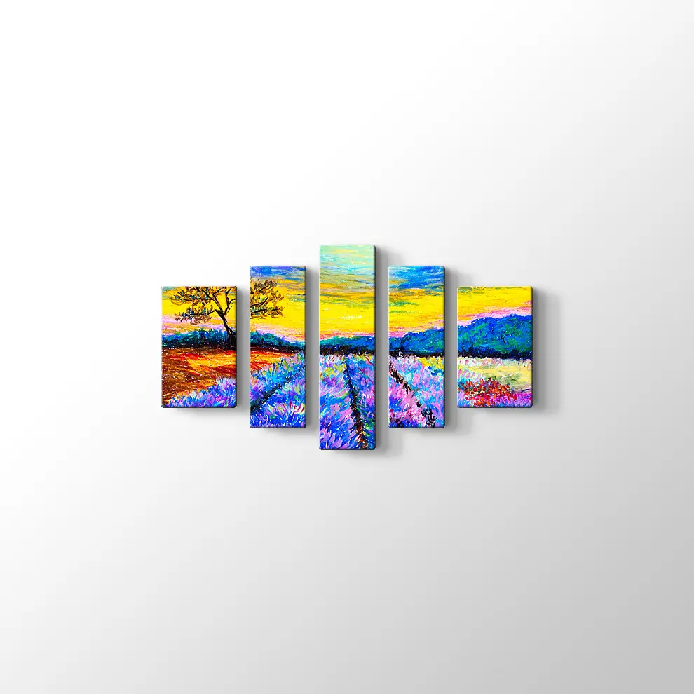 Suluboya Lavanta Tarlası Kanvas Tablo