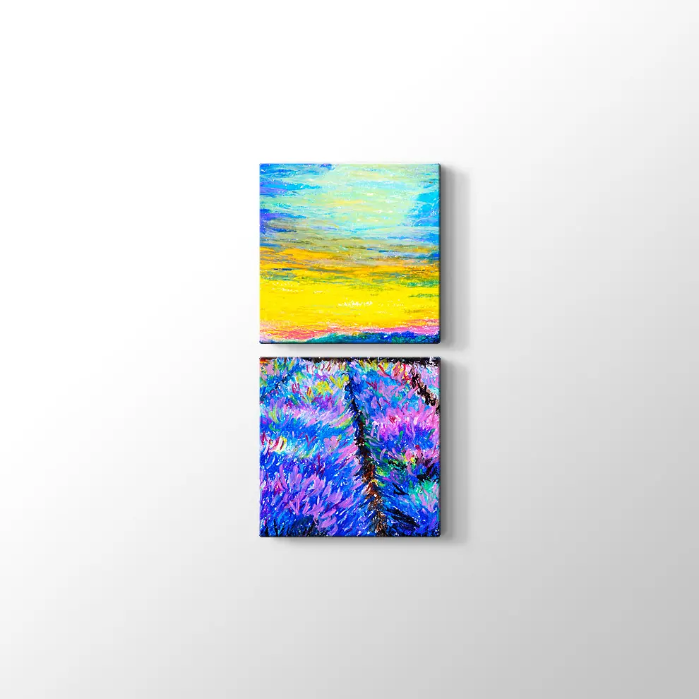 Suluboya Lavanta Tarlası Kanvas Tablo