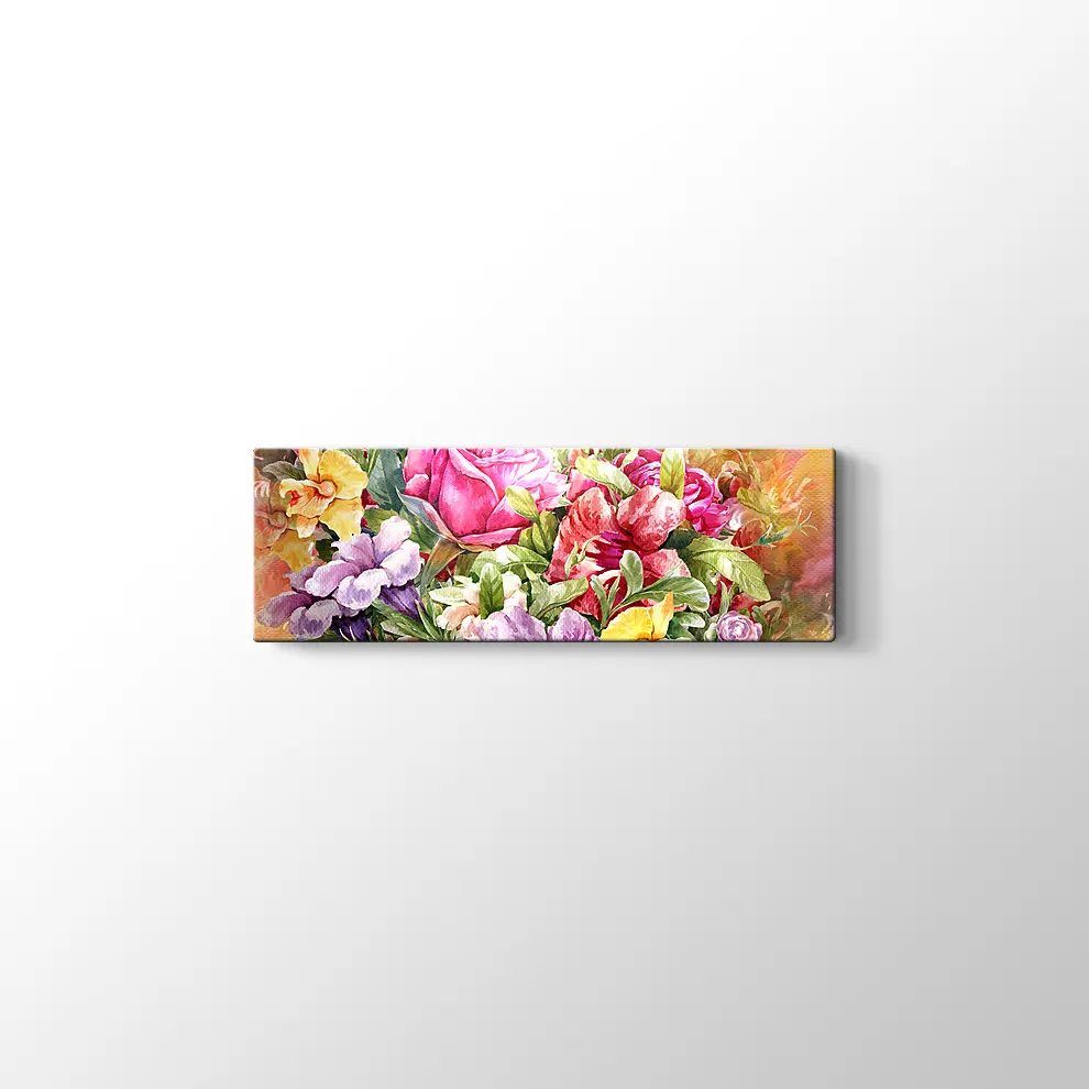 Suluboya Çiçek Buketi Kanvas Tablo