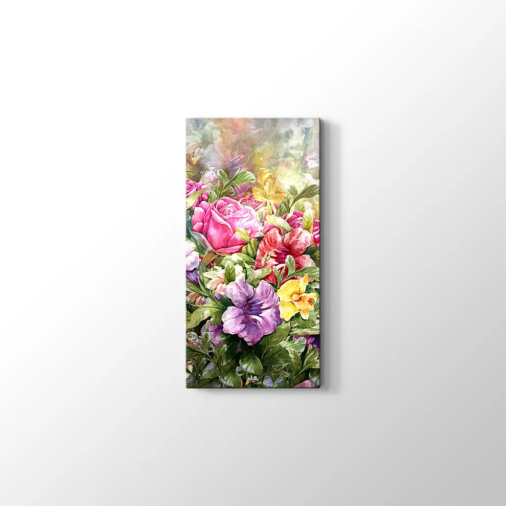 Suluboya Çiçek Buketi Kanvas Tablo