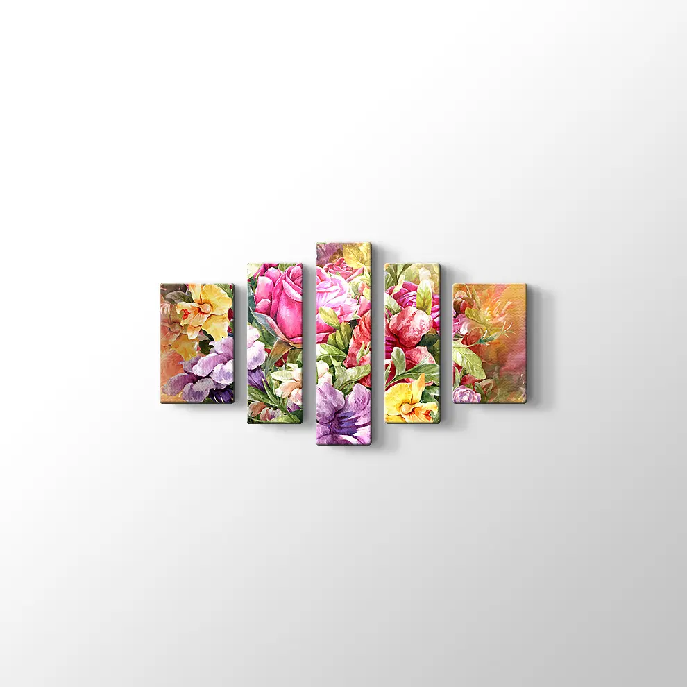 Suluboya Çiçek Buketi Kanvas Tablo