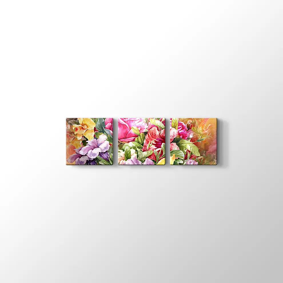 Suluboya Çiçek Buketi Kanvas Tablo