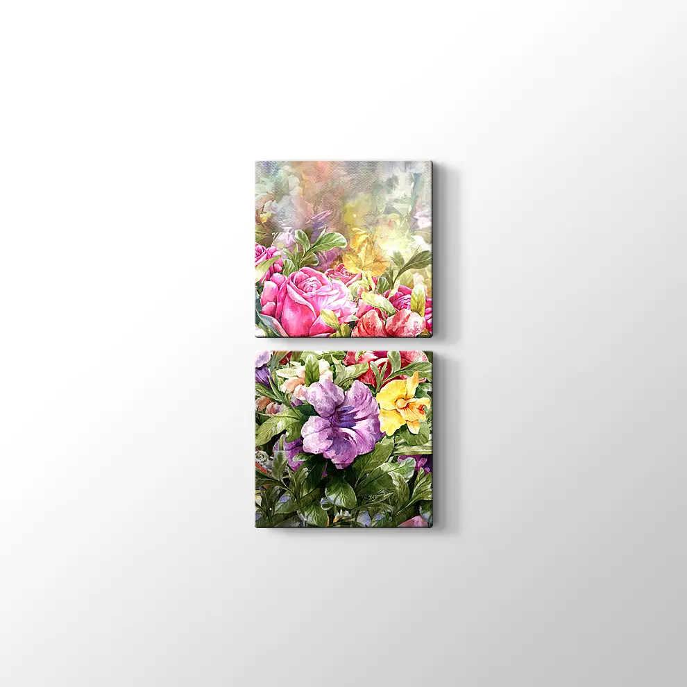 Suluboya Çiçek Buketi Kanvas Tablo