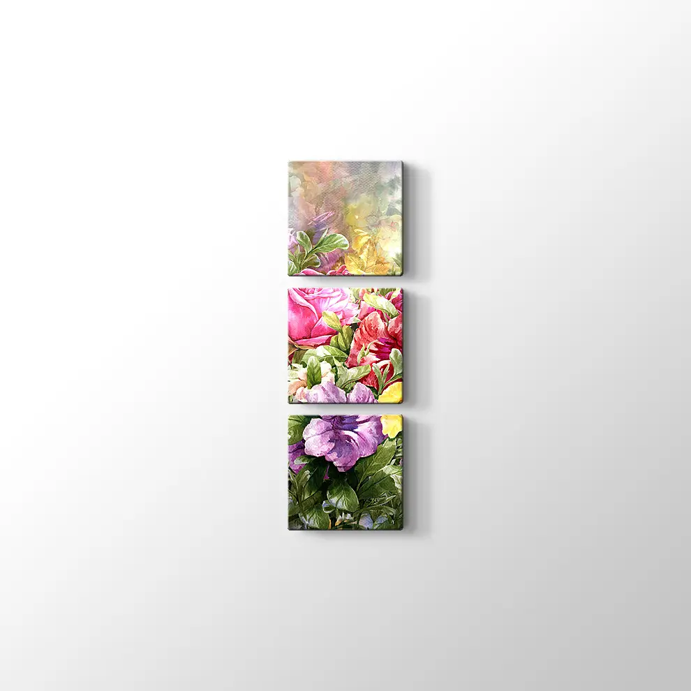 Suluboya Çiçek Buketi Kanvas Tablo