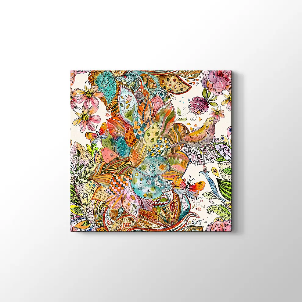 Etnik Desenler Suluboya Kanvas Tablo