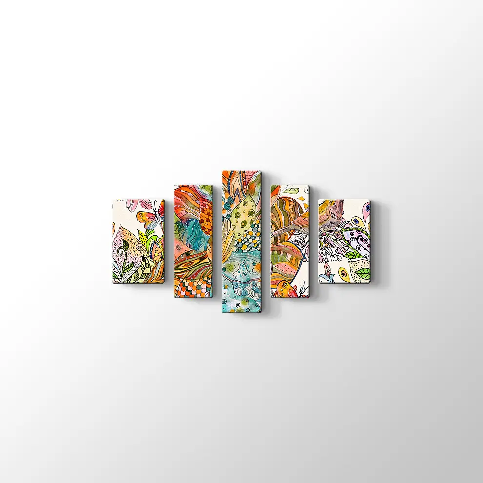 Etnik Desenler Suluboya Kanvas Tablo