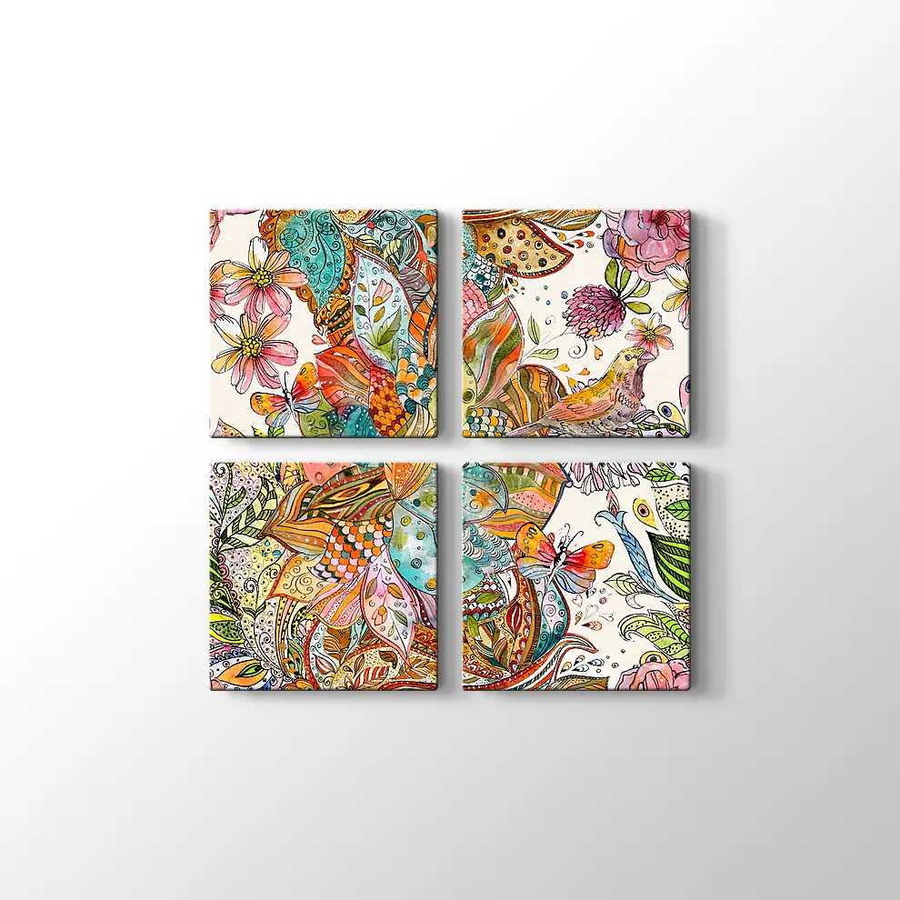 Etnik Desenler Suluboya Kanvas Tablo