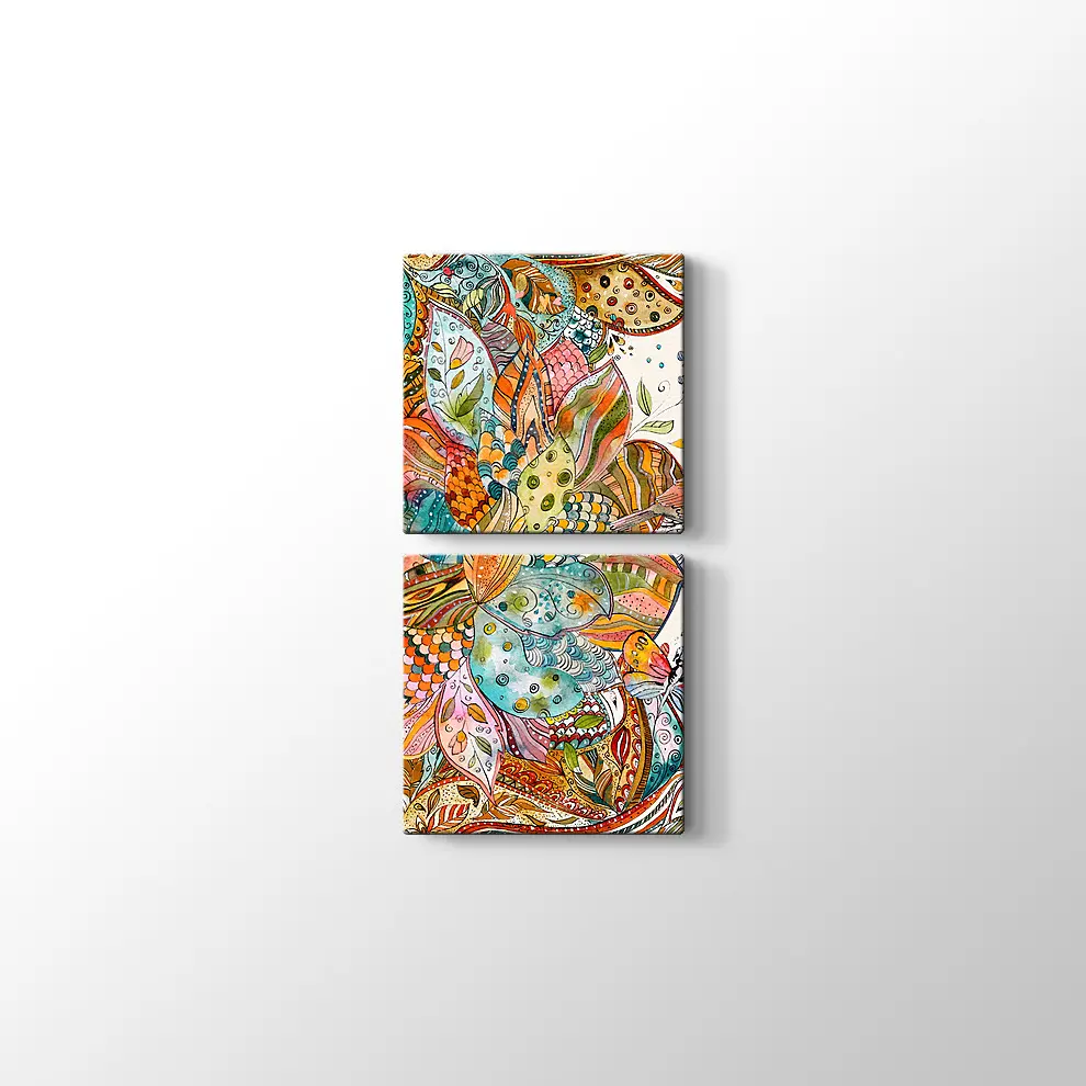 Etnik Desenler Suluboya Kanvas Tablo