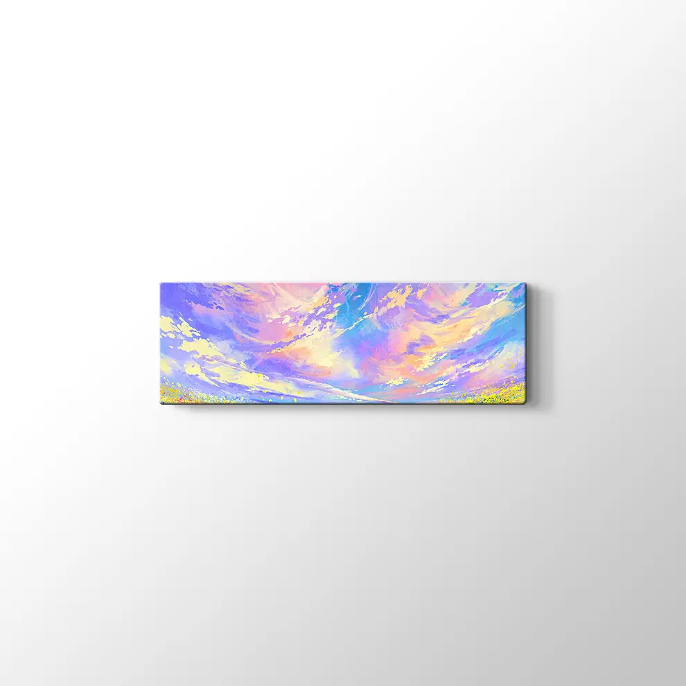 Bulutların Altında Çiçek Tarlası Kanvas Tablo