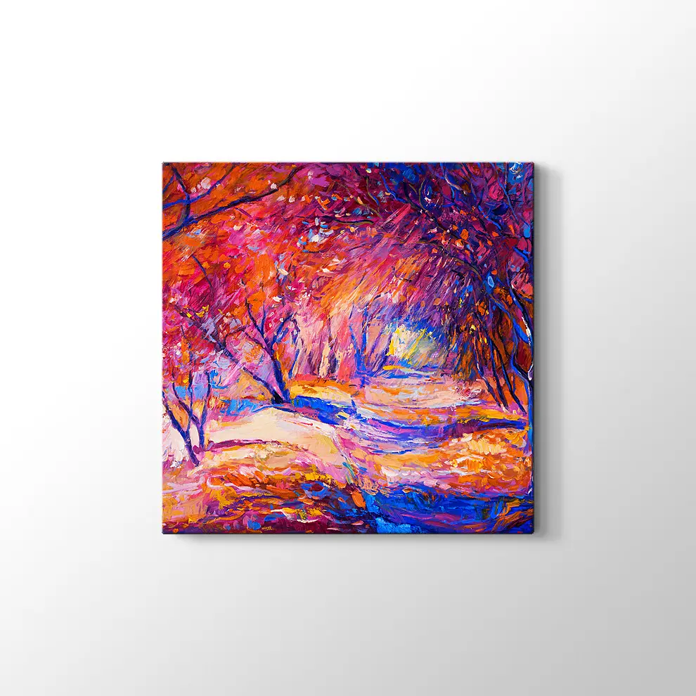 Yağlı Boya Sonbahar Manzarası Kanvas Tablo