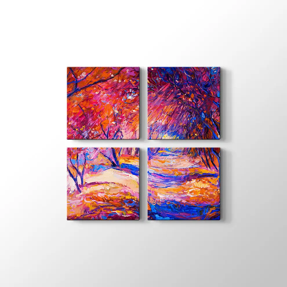 Yağlı Boya Sonbahar Manzarası Kanvas Tablo