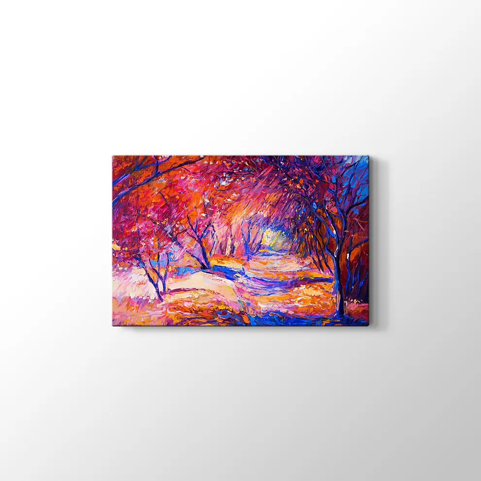 Yağlı Boya Sonbahar Manzarası Kanvas Tablo