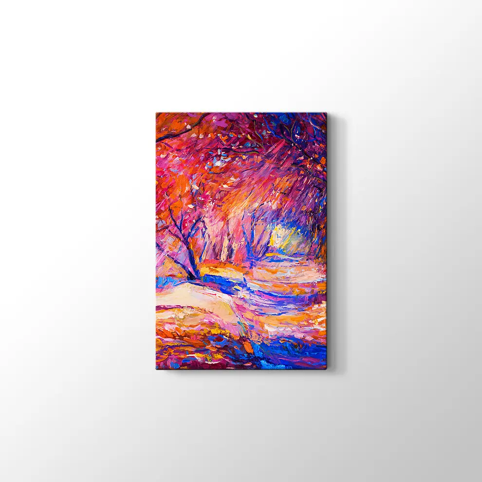 Yağlı Boya Sonbahar Manzarası Kanvas Tablo