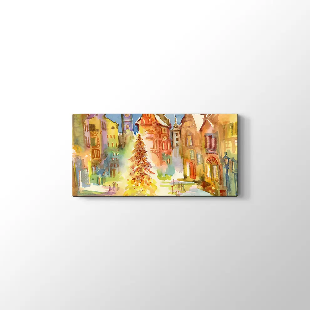 Şehİr Merkezinde Noel Kanvas Tablo