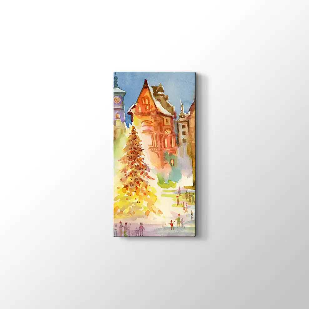 Şehİr Merkezinde Noel Kanvas Tablo