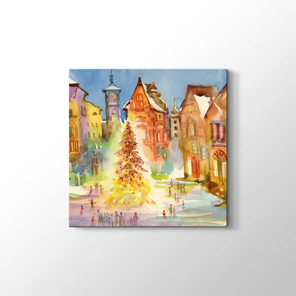 Şehİr Merkezinde Noel Kanvas Tablo