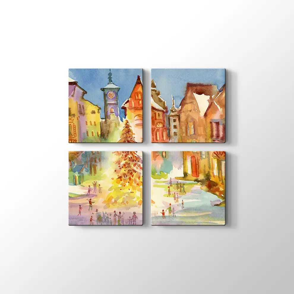 Şehİr Merkezinde Noel Kanvas Tablo